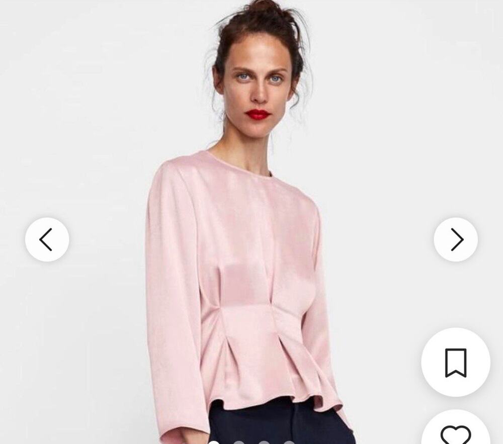 Zara Thick Sateen Rose Gold Blouse Size XS